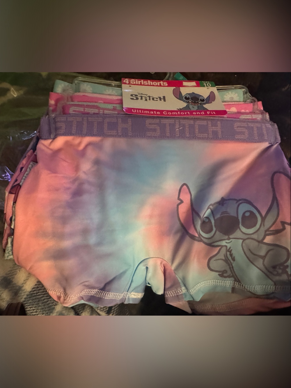 Disney Girls' Stitch Tie-Dye Pink Purple & Blue Underwear size 10